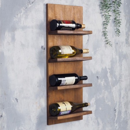 Wooden shelf for 4 bottles, 73x30x12 cm