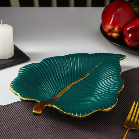 Fruit dish of the Dilan "Tropical Leaf", 26 × 20.5 cm, green color-1