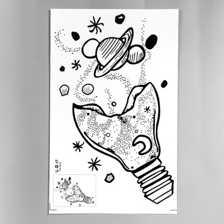 Stick plastic interior black "light bulb and space" 37x58 cm-1