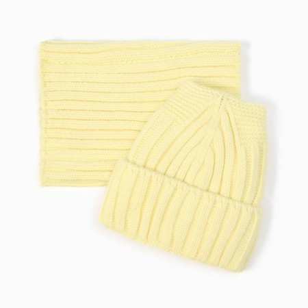 Kit for children (hat, snood), yellow color, size 52-54