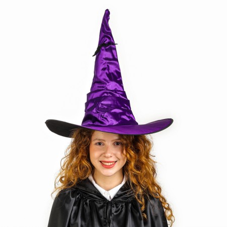The carnival hat is “purple”, draped, with a bat, p. 56 - 58-1
