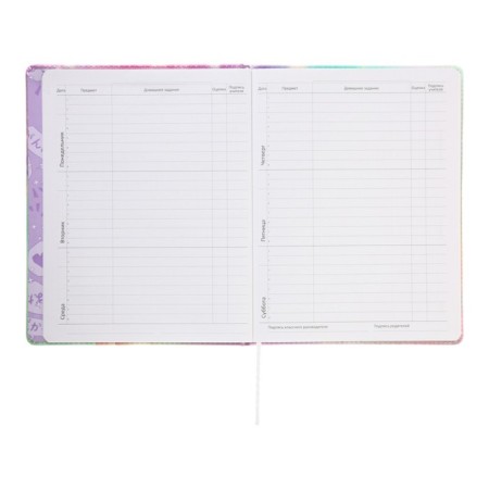 Universal diary for grade 1-11 Girl, solid cover, artificial leather, silk-screen printing, lies, 80 g/m2-7