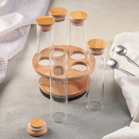 Set for glass spices on the Eco stand, 100 ml, 4 × 14 cm, 5 pcs-1