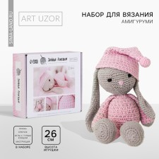 Набор для вязания. Амигуруми: мягкая игрушка «Сонная зайка Амелия», 26 см