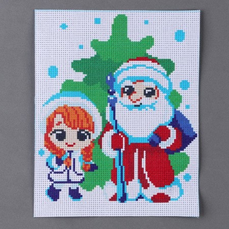 Set for creativity. New Year's embroidery with a cross "Happy New Year!", 25 x 20 cm-3