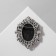 Brooch "Kame" in flowers, black and white color in black silver