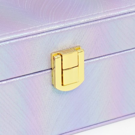 Casket to the leatherette for jewelry "Strips. Texture" Lilac Pearl 7.5x22x15 cm-1