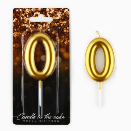 Candle for the cake, number “0”, gold, 4 x 10 cm.-1