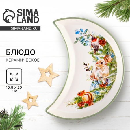 New Year! Ceramic plate "New Year's watercolor", 10.5x20 cm, white color