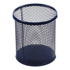 A glass for writing accessories, round, metal, blue