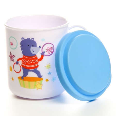 Baby mug with a lid, 200 ml., "Bear", blue color-2