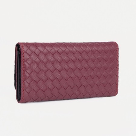 Women's wallet on the button, burgundy color-1