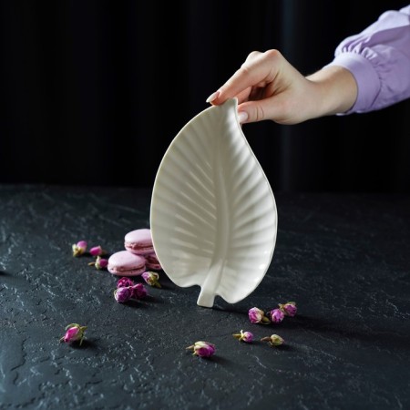 Serving dish "Linden", 20 × 13 × 2 cm, white color-4