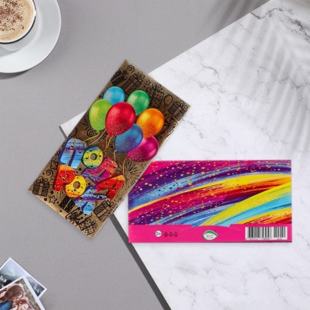 An envelope for money with a decorative element "Gift" embossing, balloons, 16.5x8.5 cm-1