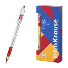 Ballic handle Erichkrause L-30, Gold Stick & Grip Classic, needle node 0.7 mm, red, rubber holder, Super soft letter
