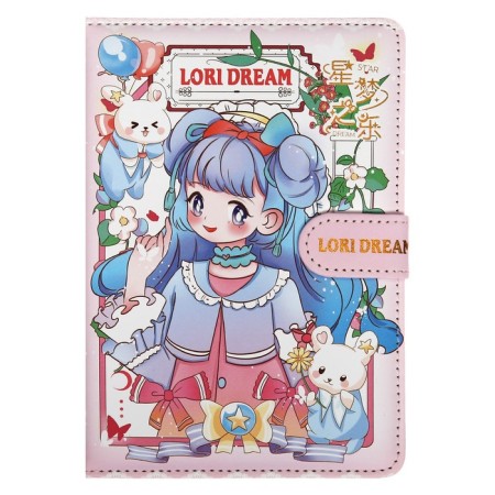 Gift notebook, a6+ 132 sheets, color block, with a stream on a magnet, PVC cover, "anime", mix-3