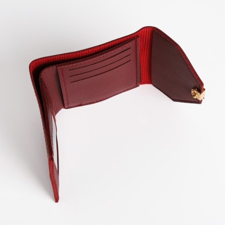 Women's wallet on the button, burgundy color-2