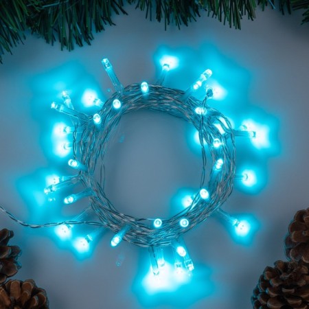 Garland “thread” 4 m, IP20, transparent thread, 40 LED, glow of aquamarine, 2 modes, AAH3