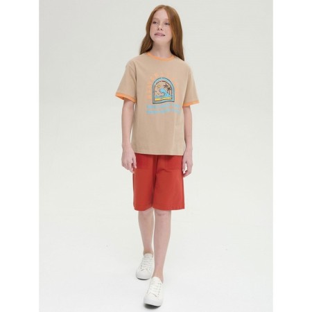 T -shirt for girls, height 122 cm, sandy color-3