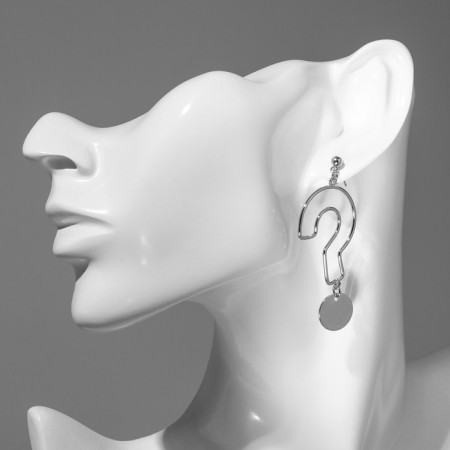 Earrings Metal "Signs", Silver Color-2
