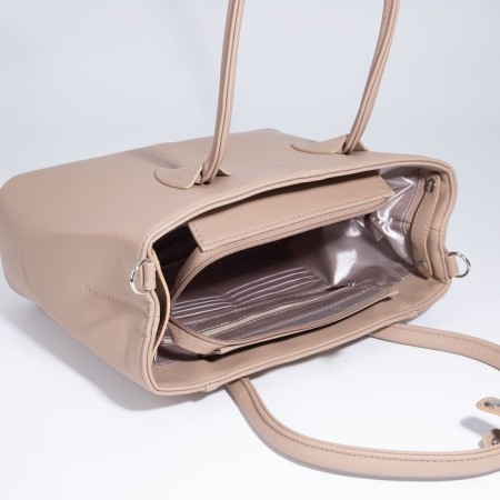 Bag-tout El Masta with a zipper, beige color-7