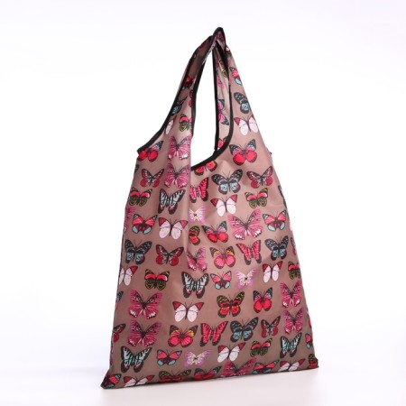 Household bag without fastening, brown color/pink-1