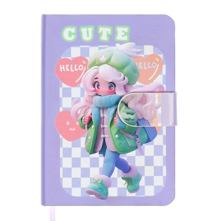 Notebook Gift Book 96l, line, with a knife, cut with a pattern of the cover, anime (12.9x9cm) 10539