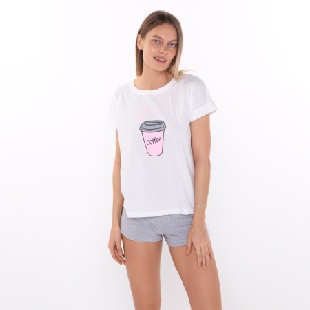 Home female "Coffee" (T -shirt/shorts), white/gray color, size 50
