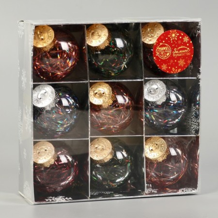 Set of balls plastic D-6 cm, 9 pcs "Melody" disco assorted, mix-1