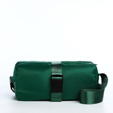 Youth bag with zipper, green color-1