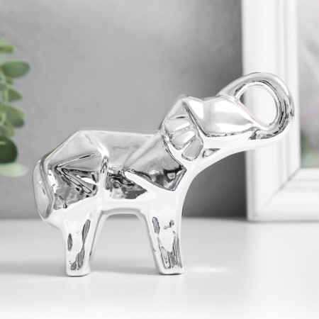 Souvenir ceramics "Elephant" Origami silver 14x3.5x10 cm-3