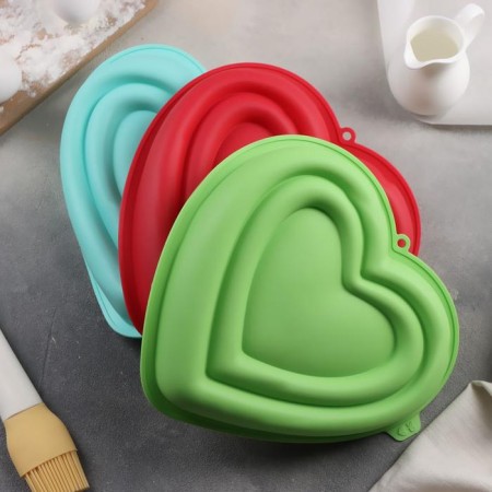 Form for mousse desserts and pastries are the “heart”, silicone, 22 × 20 × 7 cm, color mix-8