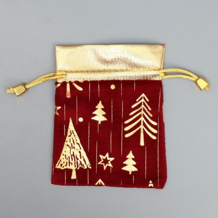 Bag gift plush "Tale with you", Christmas trees, embossing, 10 x 12 cm +/- 1.5 cm, New Year-5