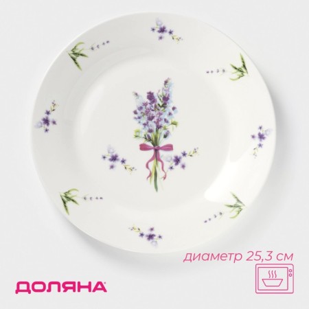 Porcelain dining lunch “Lavender”, D = 25.3 cm, white color