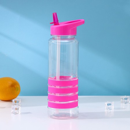 A bottle with a pipe “Sport”, 700 ml, 23.5 × 7.5 × 8.5 cm, color mix-3