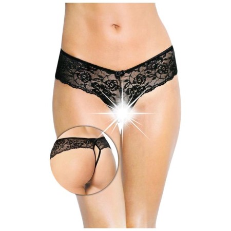 Lace panties with accession collection access, black color, size m/l