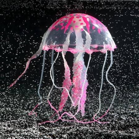 Decor for the Aquarium "Medusa" Silicone, with a neon effect, 10 x 10 x 20.5 cm, pink