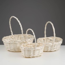 A set of wicker baskets, willow, 3 pcs., Oval, white, large