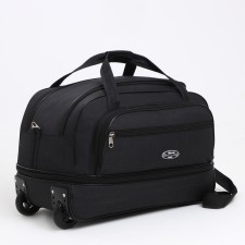 Road bag on wheels, a lightning department, with an increase, an outer pocket, black color