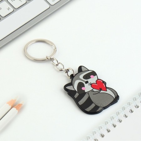 Acrylic key -keychain "Raccoon", 3.5 x 10 cm-2