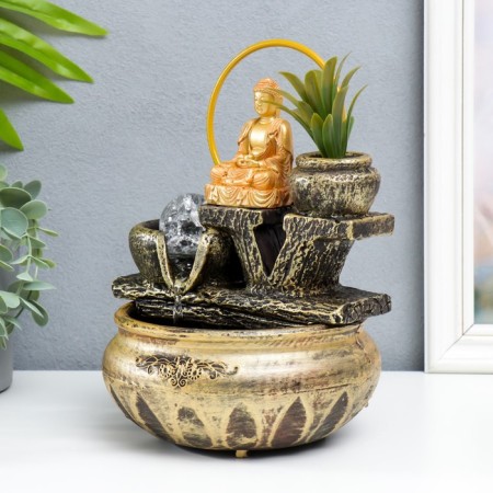 Desktop fountain "Buddha with flower" 16x16x22 cm-2