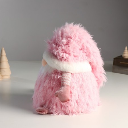 Interior light doll "Santa Claus in a pink fur coat and long cap" 20x20x25 cm-4