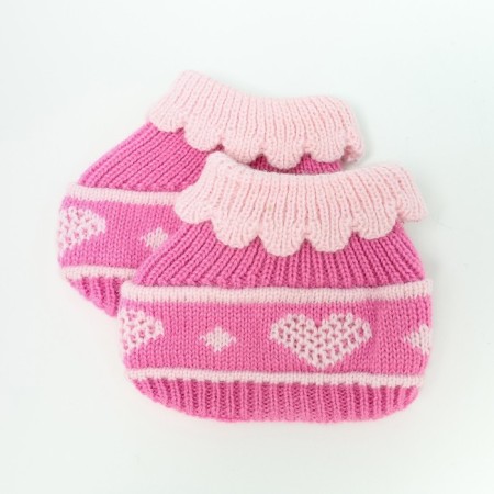 Baby booties, pink color, size 12cm-2