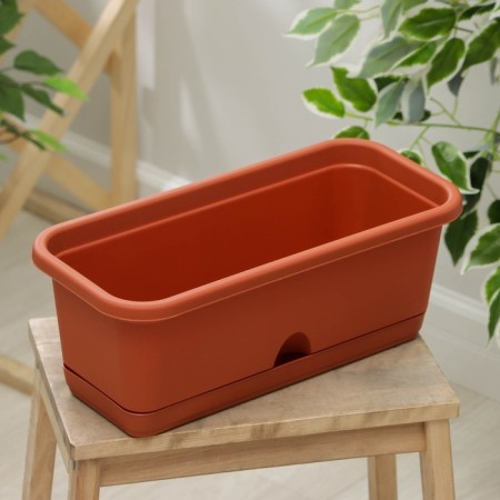 Balcony box with pallet, 40 cm, terracotta color-2