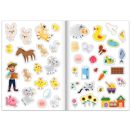 Set 3 in 1 "My Farm": 11 puzzles-chains, a book with stickers, coloring-11
