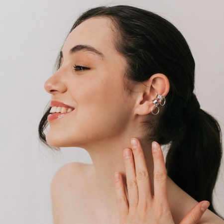 Earrings "caffes" of rings and pipes, color silver-3