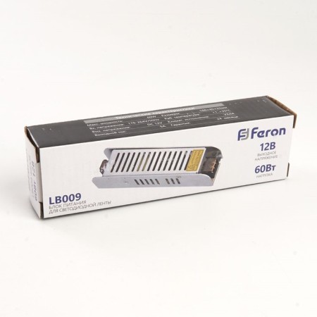 Electronic transformer for 12 W LED tape, Feron, LB009, 5A, 60 W-4