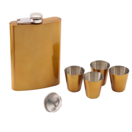 Gift set 6 in 1: Flaw 270 ml, funnel, 4 glasses, gold 18 x 24 cm-1