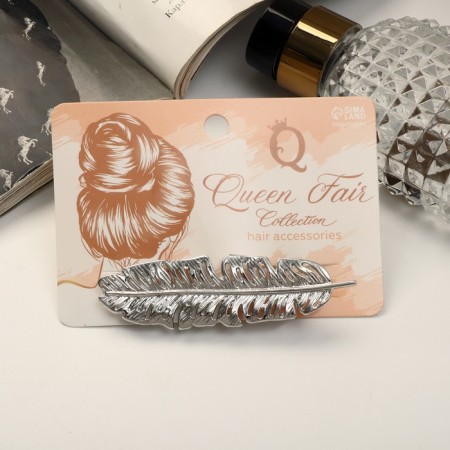 Liberty hair clip, feather, 7.5 cm, silver-2
