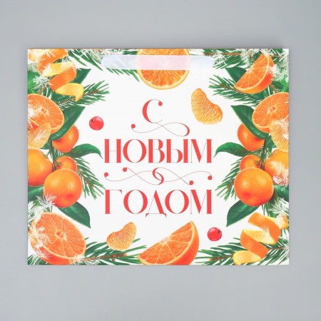 Gift package with a wide bottom "Mandarin mood", 35 x 29 x 28 cm, New Year-6
